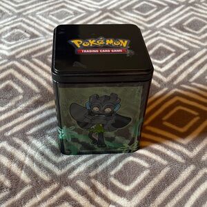 Pokemon Black and Green Tin Featuring Character Artwork